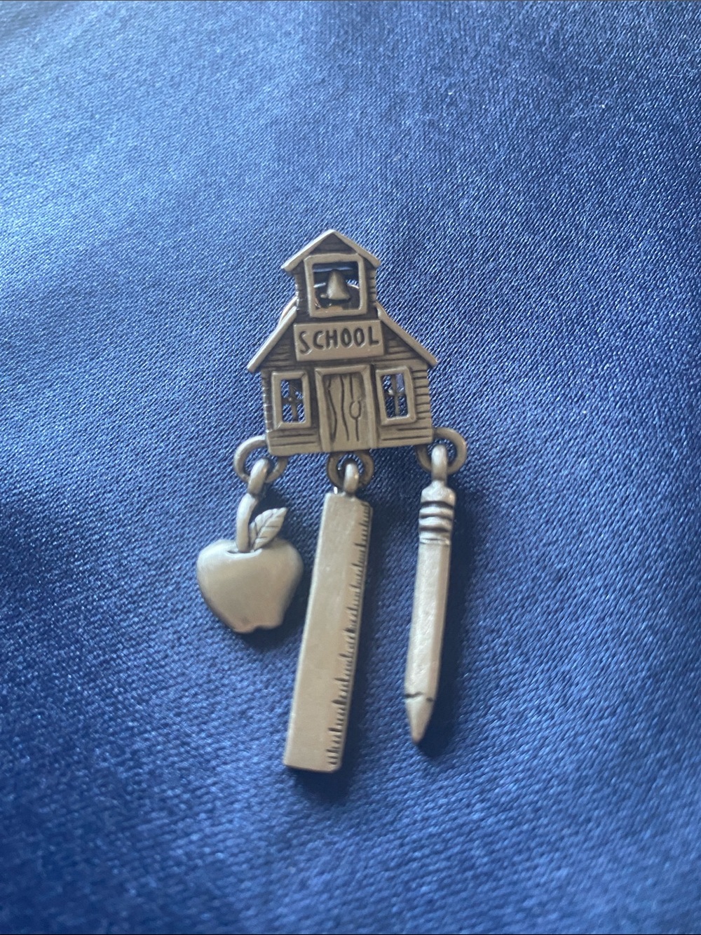 Pewter Vintage Schoolhouse Charm Pendant